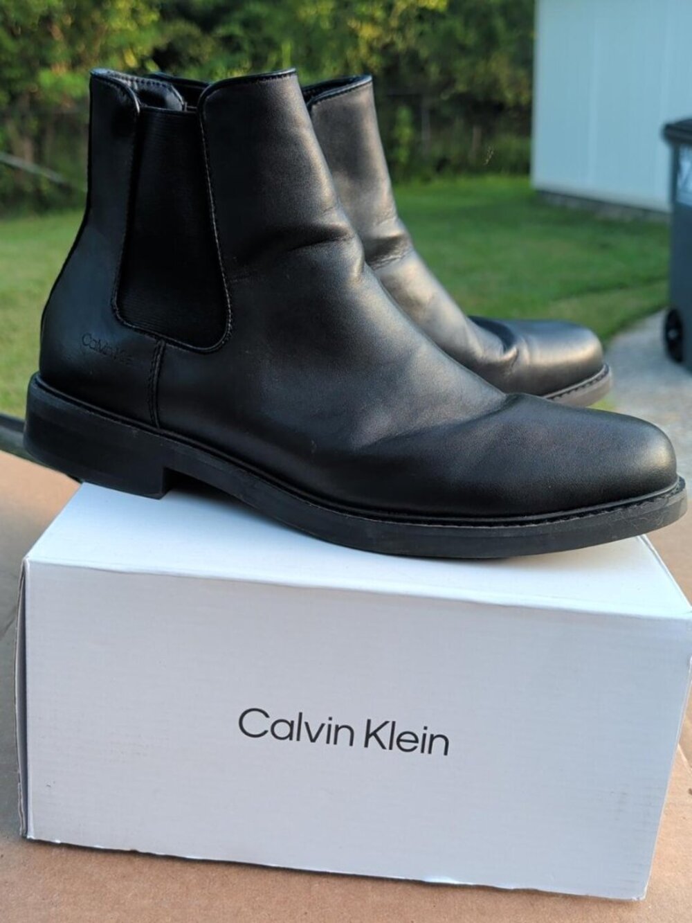 Calvin Klein Fenwick Men's Chelsea Boots Black Leather Size 10M
